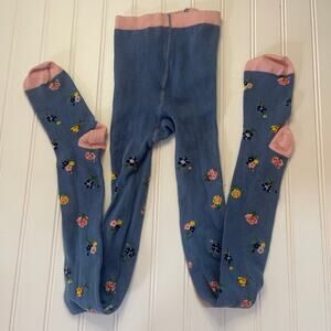 Mini Boden Floral Tights Blue Pink Spring Size Girls 11/12